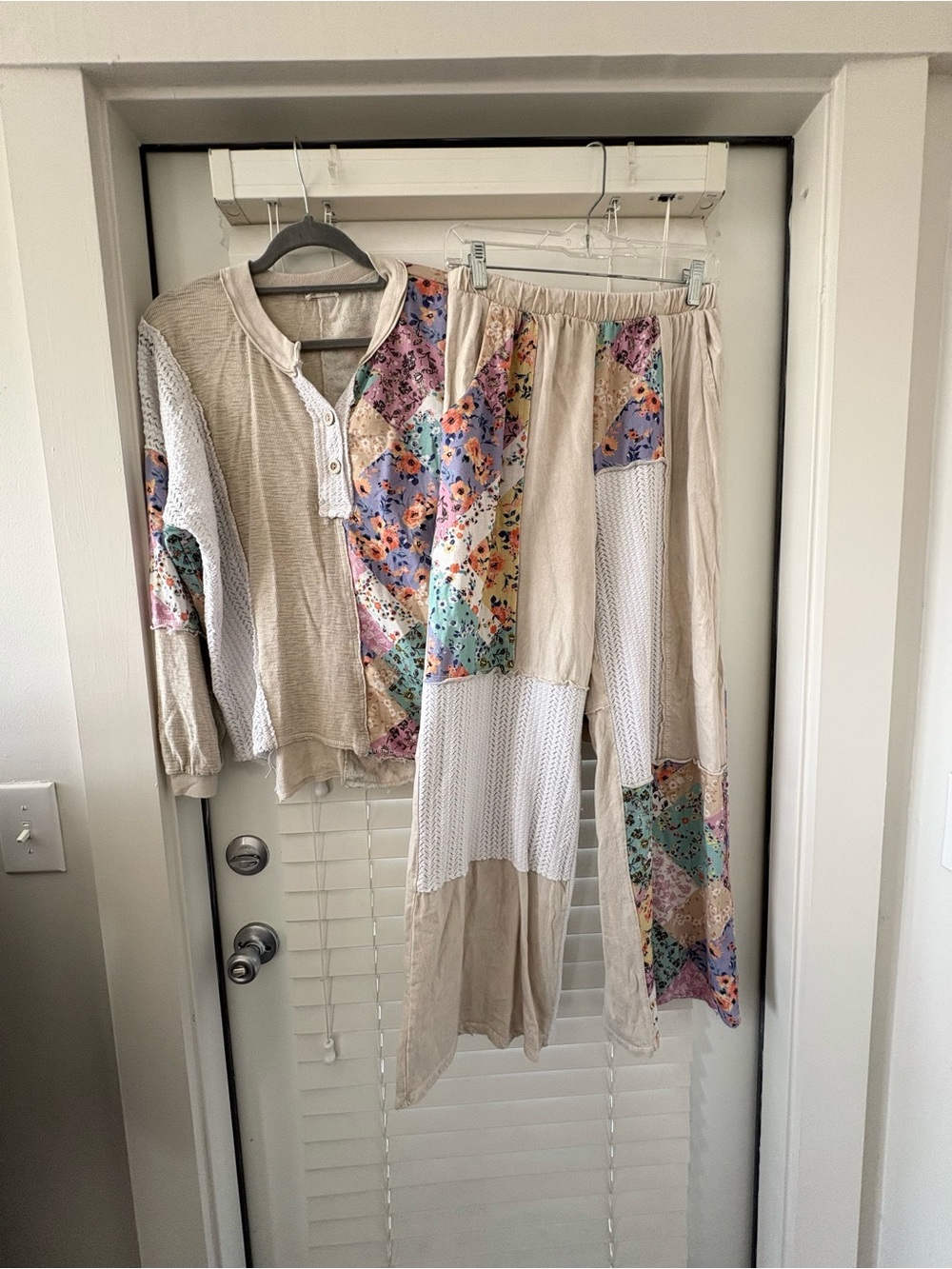 J.Her floral waveknit jacquard  boho bandana patchwork set